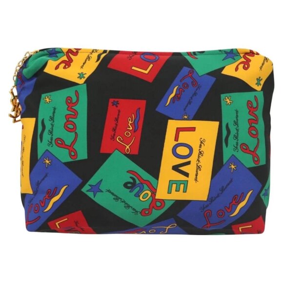 SAINT LAURENT Pouch Nylon Multicolor Gold Auth 126760 - Picture 1 of 16